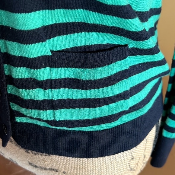 NWOT LOFT Petites Navy Blue Green Button Up Cardigan Size MP - Picture 3 of 6